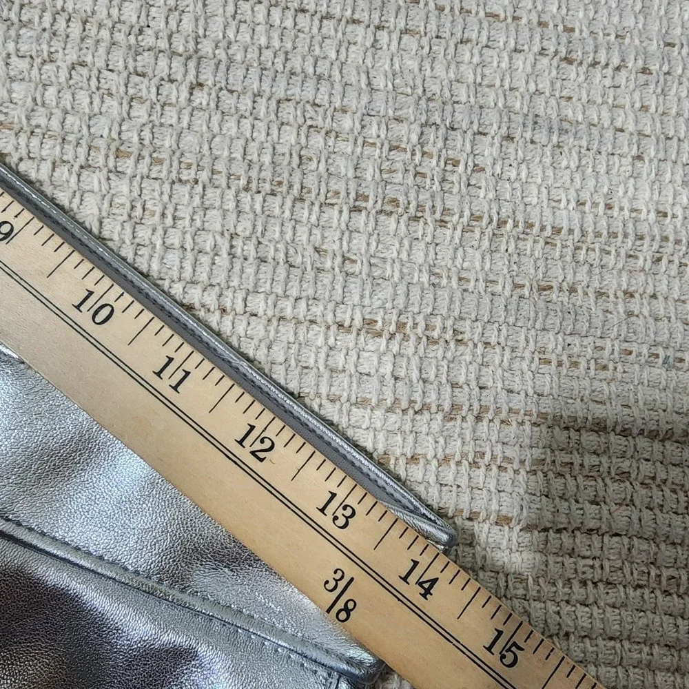 Abercrombie & Fitch Curve Love 90s High Rise Relaxed Faux Leather Silver Pants 6